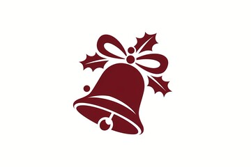 Red and White Christmas Bell Silhouette Illustration: Festive Holiday Design
