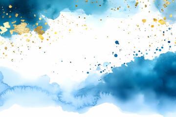 Obraz premium Abstract Background - Blue Watercolor with Gold