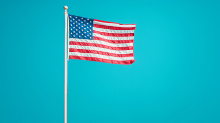 Fototapeta premium American flag waves proudly against a bright blue sky symbolizing patriotism and freedom