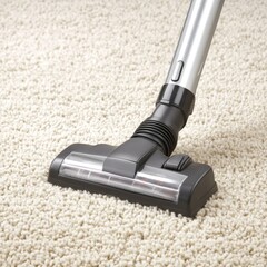 Close-up of a vacuum cleaner head on a carpet.