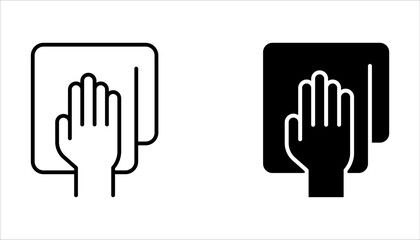 Cleaning cloth line icon set. Housekeeping equipment sign on white background