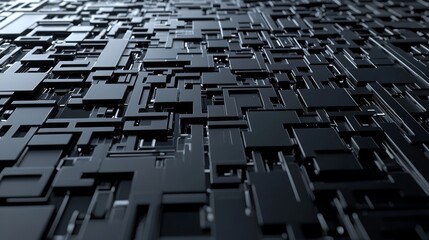 Fototapeta premium Cybersecurity Complexity Unveiled - A 3D Abstract Digital Maze of Patterns and Shapes