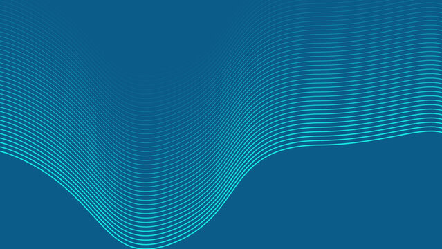 A blue background with smooth, parallel turquoise lines forming a wave-like, flowing pattern across the bottom of the image.