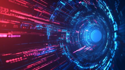 Obraz premium Cybersecurity Shield: Vibrant Geometric Abstract 3D Render Representing Protection and Technology