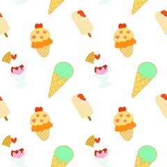 Ice cream seamless pattern on background.