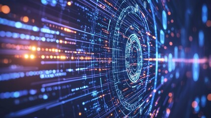 Obraz premium Secure Cybersecurity Network in Infinite Digital Landscape - 3D Render Digital Artwork