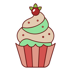 Festive Christmas Cupcake Clipart.