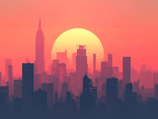 Fototapeta premium city skyline at sunset