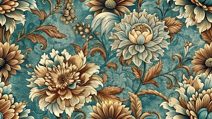 Vintage ornamental flowers pattern background