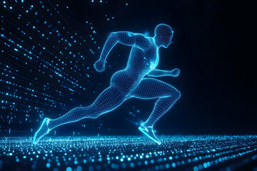 Obraz premium 3D Illustration - Digital Runner in Cyberspace