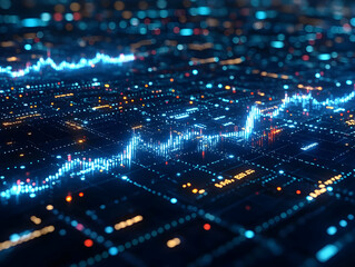 Obraz premium 3D Illustration - Digital Stock Market Data Chart