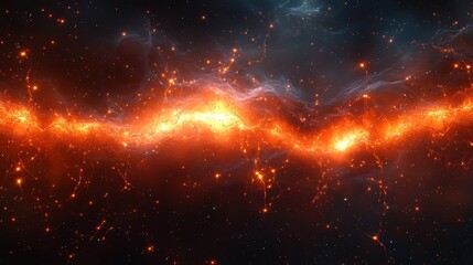 Starry night sky with swirling nebulae and distant galaxies. Generative AI