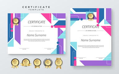 Modern Certificate Template with Colorful Abstract Design Illustration
