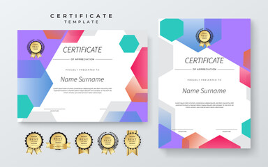 Modern Certificate Template with Colorful Abstract Design Illustration