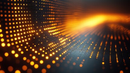 Fototapeta premium Abstract halftone pattern design with glowing orange circles, perfect for digital art, space backgrounds, and disco party decorations. Generative AI