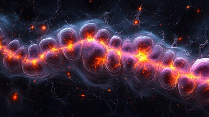 Fototapeta premium Fiery Fractal Energy Blazing Across the Cosmic Canvas. Generative AI