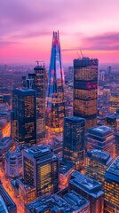 Illustration - London Cityscape at Dusk with the Shard