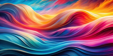 Fototapeta premium Abstract Waves: Pink Blue Orange Fluid Motion Art