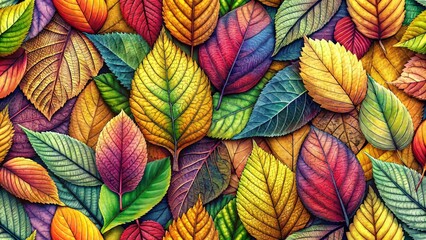 Aerial Photography Seamless Pattern of Sketched Leaves