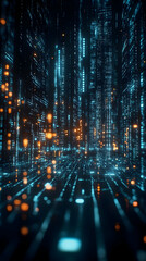 Fototapeta premium 3D Abstract Background Data Stream Digital Technology