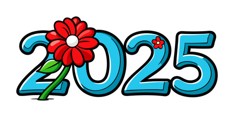 Modern and unique new year 2025 text on white background