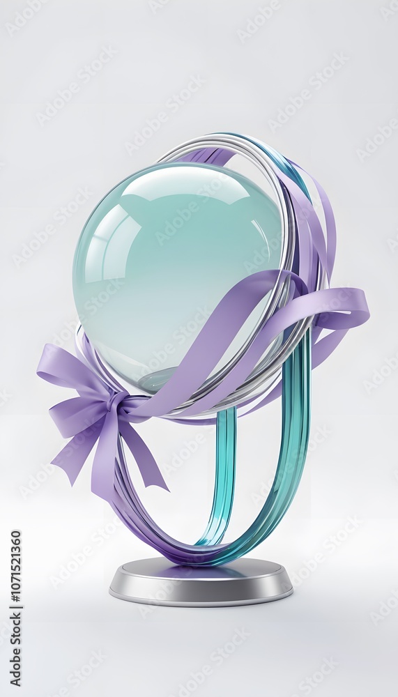Poster stunning 3d render of an abstract futuristic element featuring a glass sphere surrounded by graceful