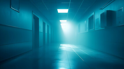 Obraz premium 3D Empty Hospital Corridor Background Illustration