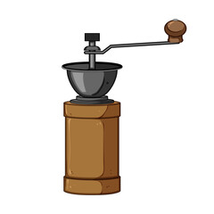 precision manual coffee grinder cartoon. conical durable, efficient quiet, sleek lightweight precision manual coffee grinder sign. isolated symbol vector illustration