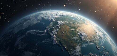 Obraz premium A view of the earth from space with stars in the background