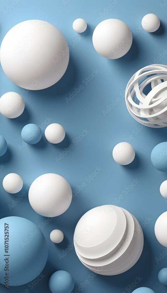 Poster elegant 3d abstract background featuring blue and white colors with soft shapes for minimalist mobil