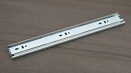 Drawers slide rails isolated on white background. Side view. High resolution photo. Full depth of...