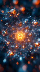 Obraz premium Abstract Background - Glowing Orange Network Illustration
