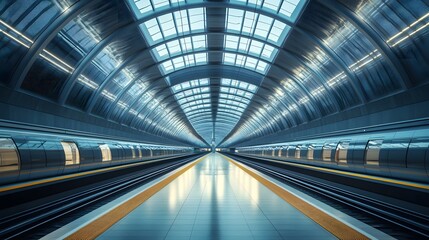 Futuristic Subway Station with Curved Architecture