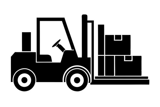 recommend clip art: Forklift truck. Clean silhouette of a forklift machine vector illustration on a white background.