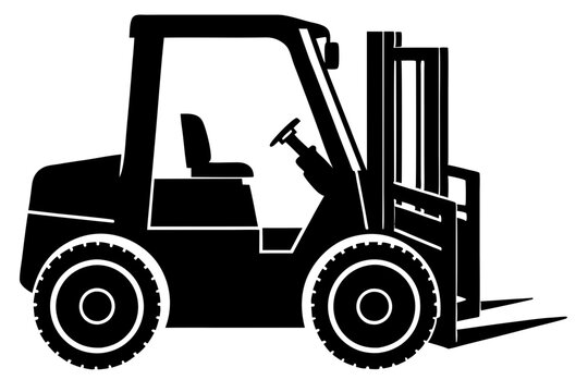 black forklift silhouette, industrial vehicle clip art preview