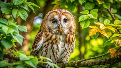 Tawny Owl in Tree, Food Photography Style, Wildlife, Nature, Still Life