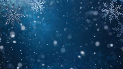 Winter bokeh blue background  snowflakes on a beautiful xmas background merry Christmas and happy new year 