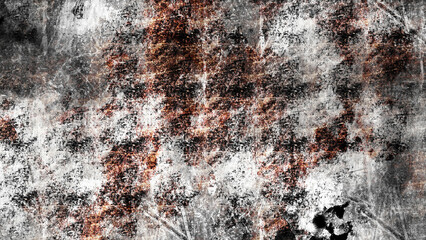 Grunge texture, black, white, brown, rust, scratches.