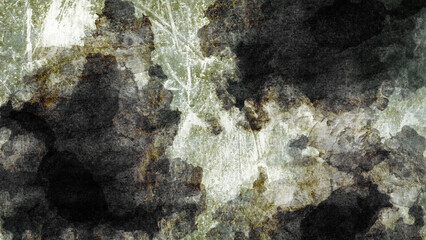 Abstract background with dark, green, and white blotches.