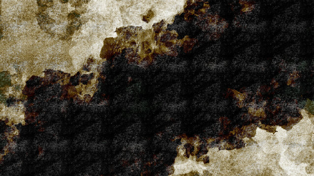 Abstract texture, dark background, brown and white splatter.