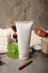 Minimalist White Cosmetic Tube with Natural Elements for Skincare Branding