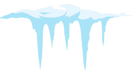 Melting snow creates delicate icicles against a white background, capturing winter s frosty essence. Blue and white hues blend in a serene scene, perfect for holiday designs