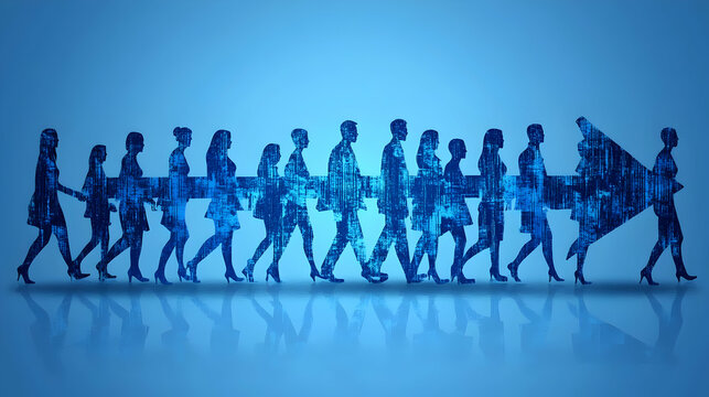 Illustration - Business Team Carrying Arrow Symbol of Growth, Progress, and Success