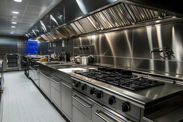 Photo Modern Restaurant Kitchen Interior Stainless Steel