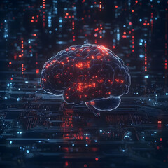 3D Illustration Artificial Intelligence Brain Circuit Board Technology