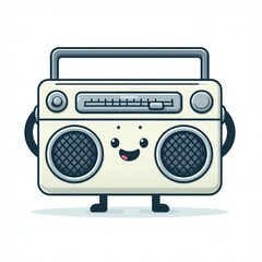 Fototapeta premium a cute happy boombox cartoon character, funny, smile, white background