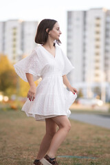 Portrait of a young beautiful girl outdoors.