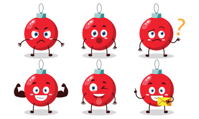Fototapeta premium funny Christmas ball cartoon with different expressions character design illustration