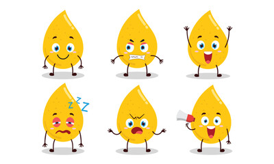 funny gold drop cartoon with many expressions design illustration