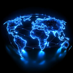 3D Illustration Global Network Earth Connections Blue